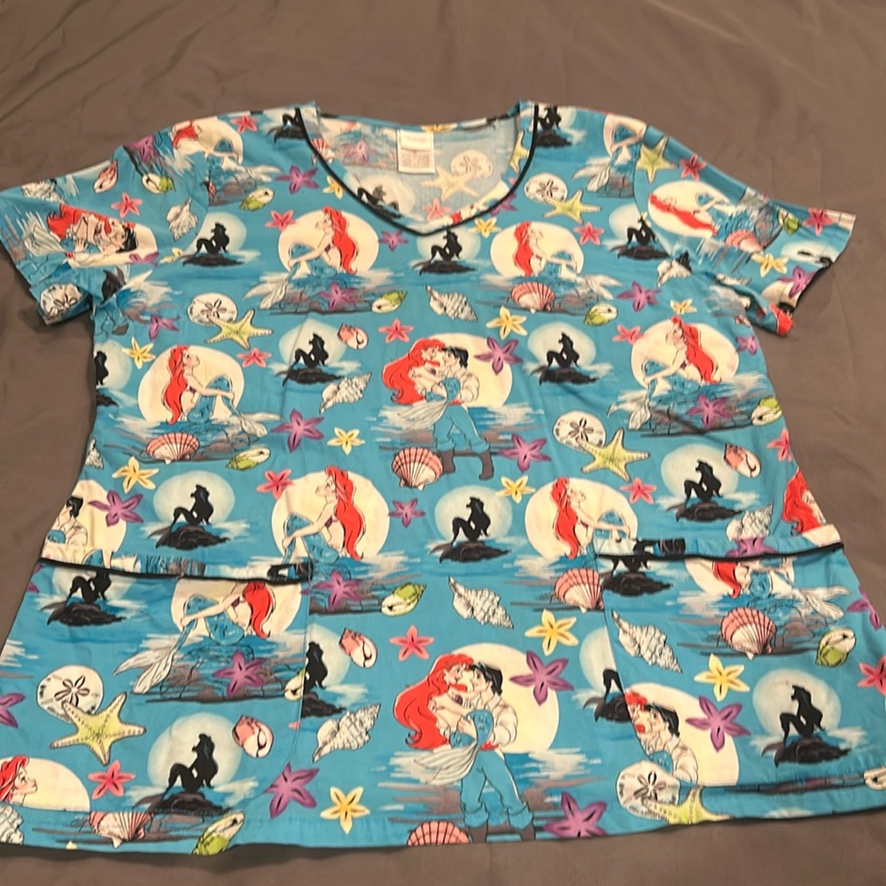 Disney Little Mermaid scrub top.  Large. Like new